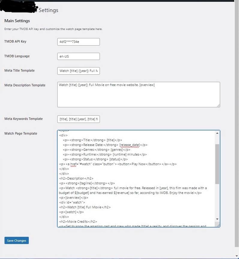 Settings Page